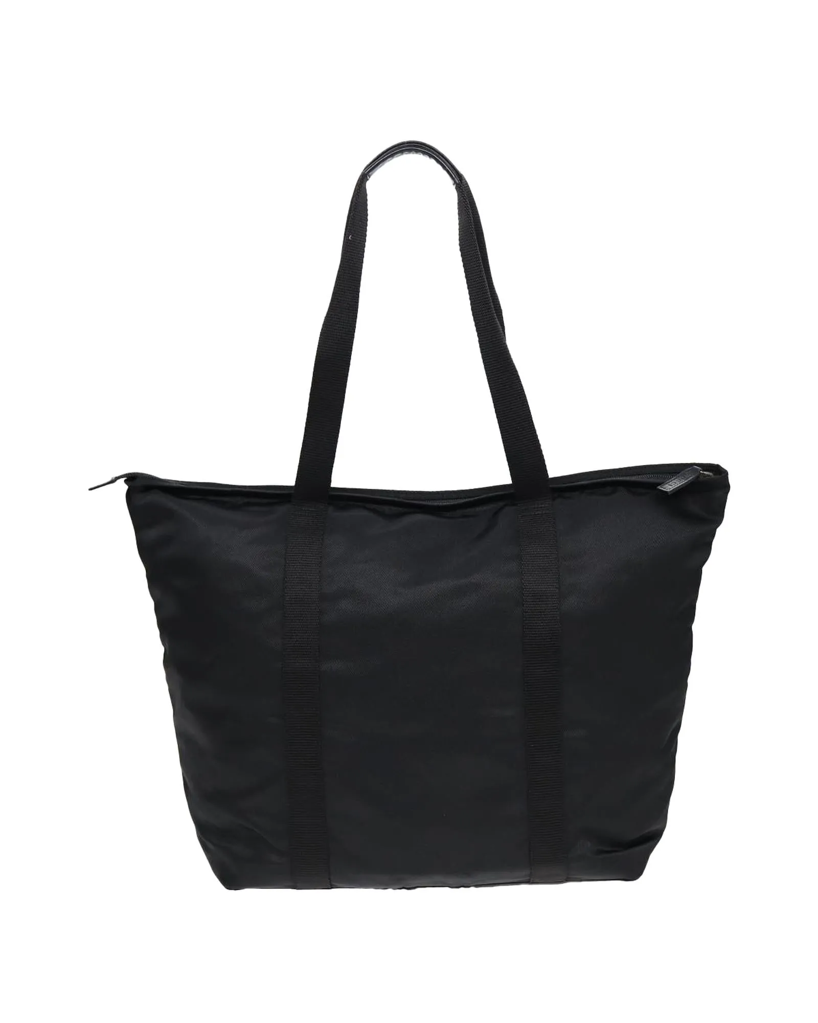 Nylon Boston Bag with Leather Trim and Top Handles