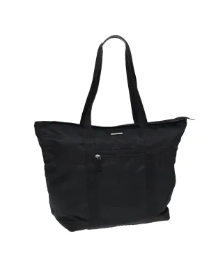 Nylon Boston Bag with Leather Trim and Top Handles