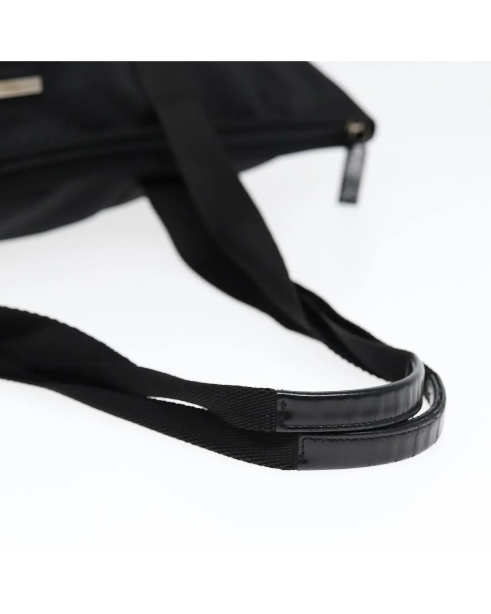 Nylon Boston Bag with Leather Trim and Top Handles