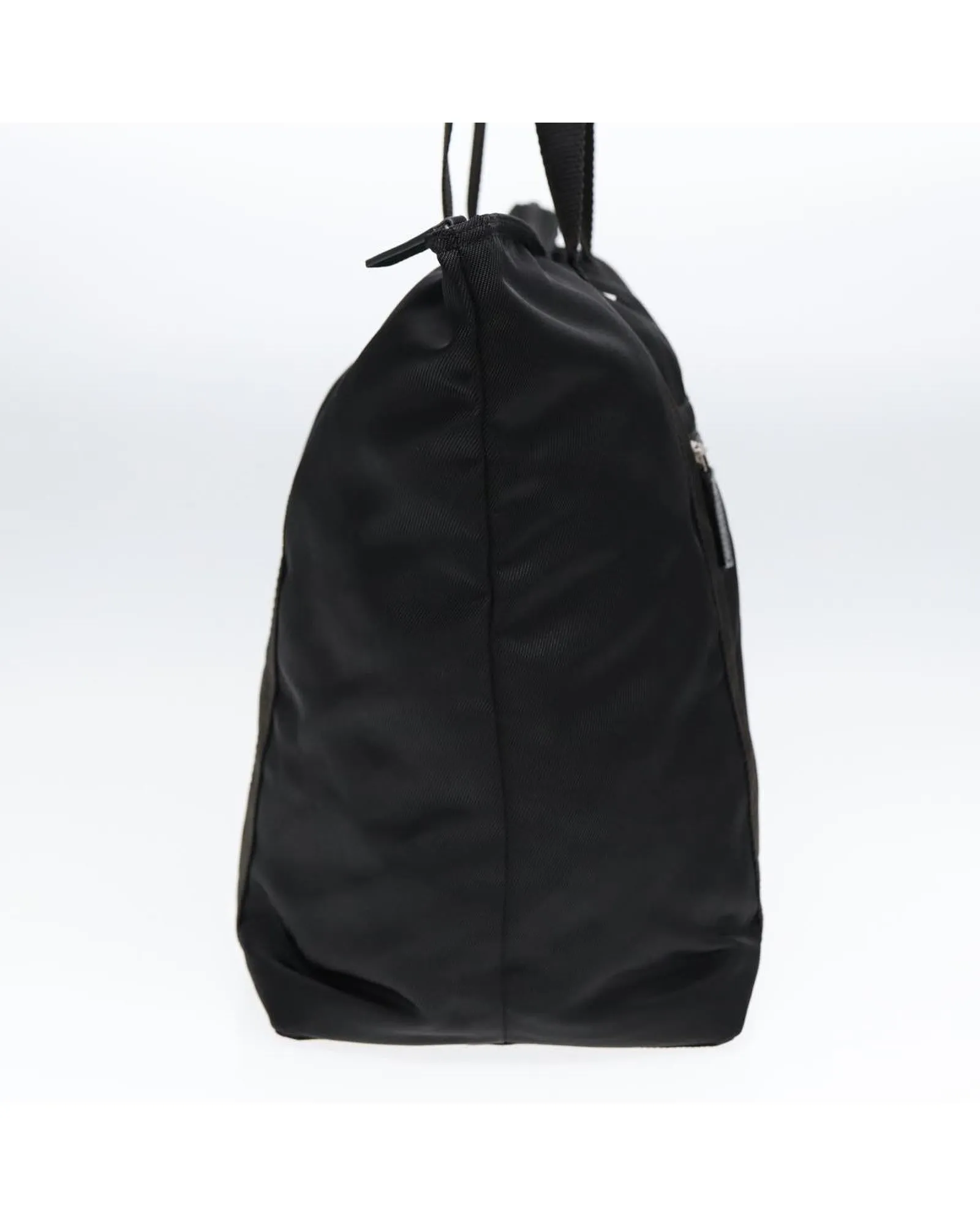 Nylon Boston Bag with Leather Trim and Top Handles