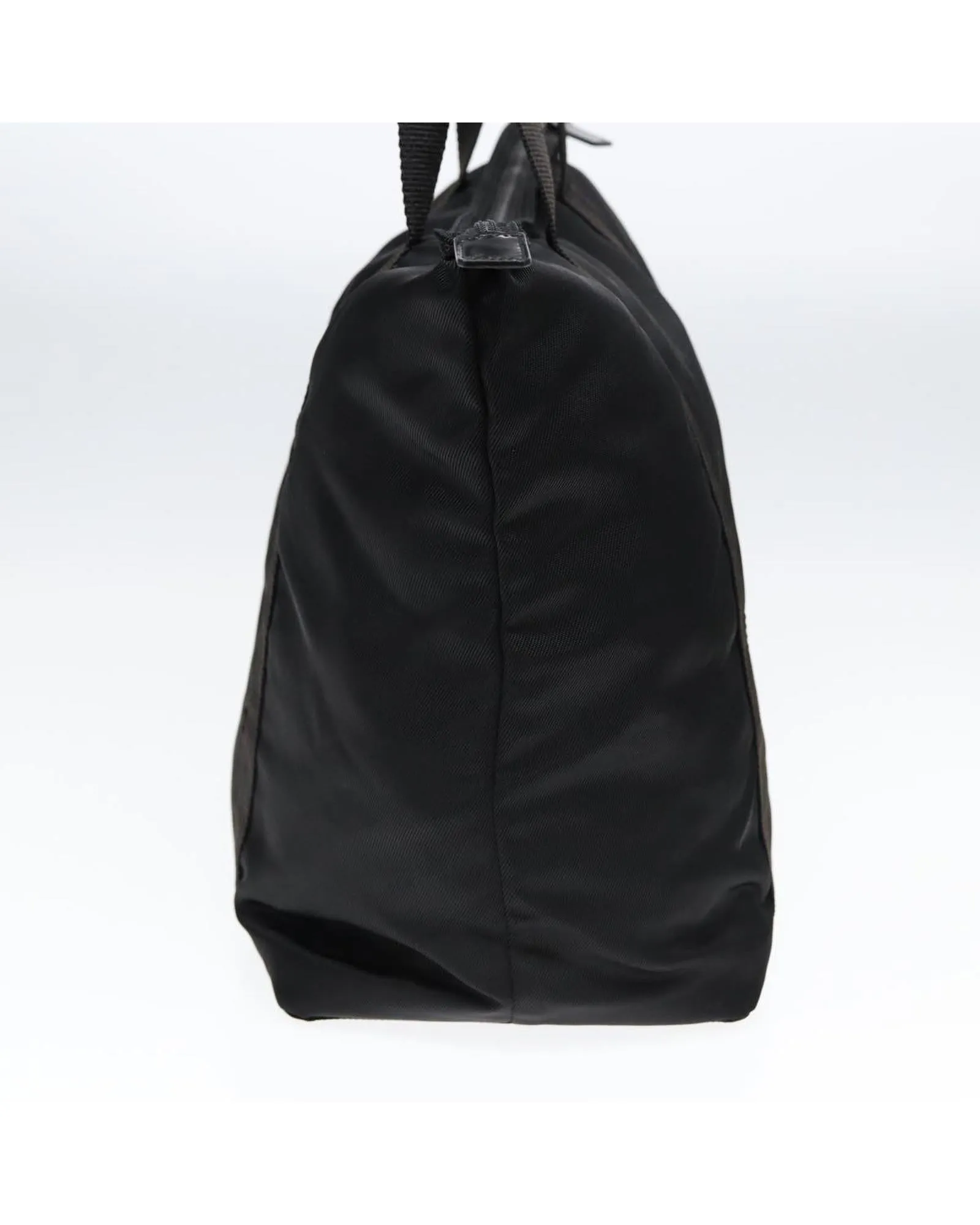 Nylon Boston Bag with Leather Trim and Top Handles