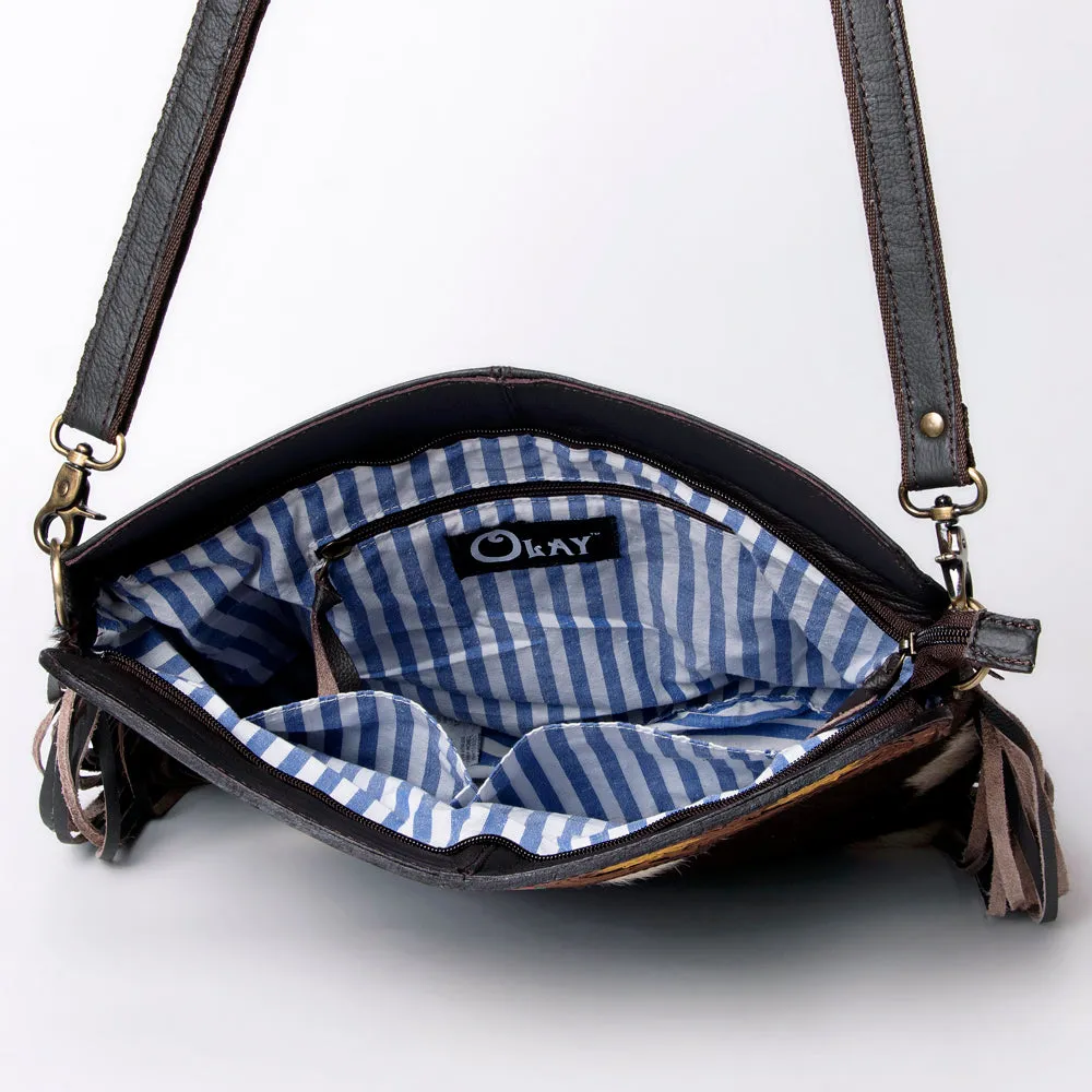 Ohlay Bags KBA101 Cross Body I Hand Tooled Hair-On Genuine Leather Women Bag Western Handbag Purse