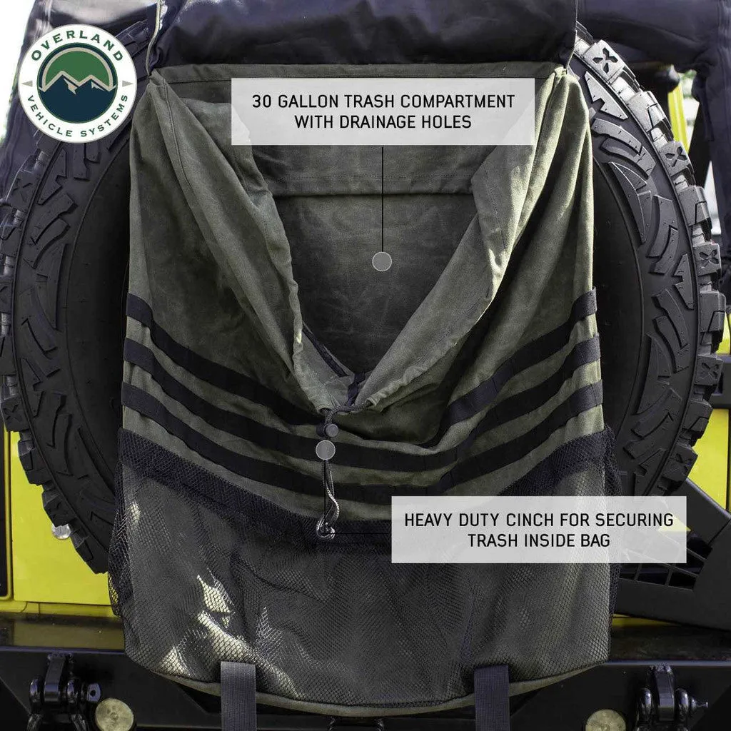 OVERLAND VEHICLE SYSTEMS | Extra Large Trash Bag Tire Mount - #16 Waxed Canvas Universal (21099941)