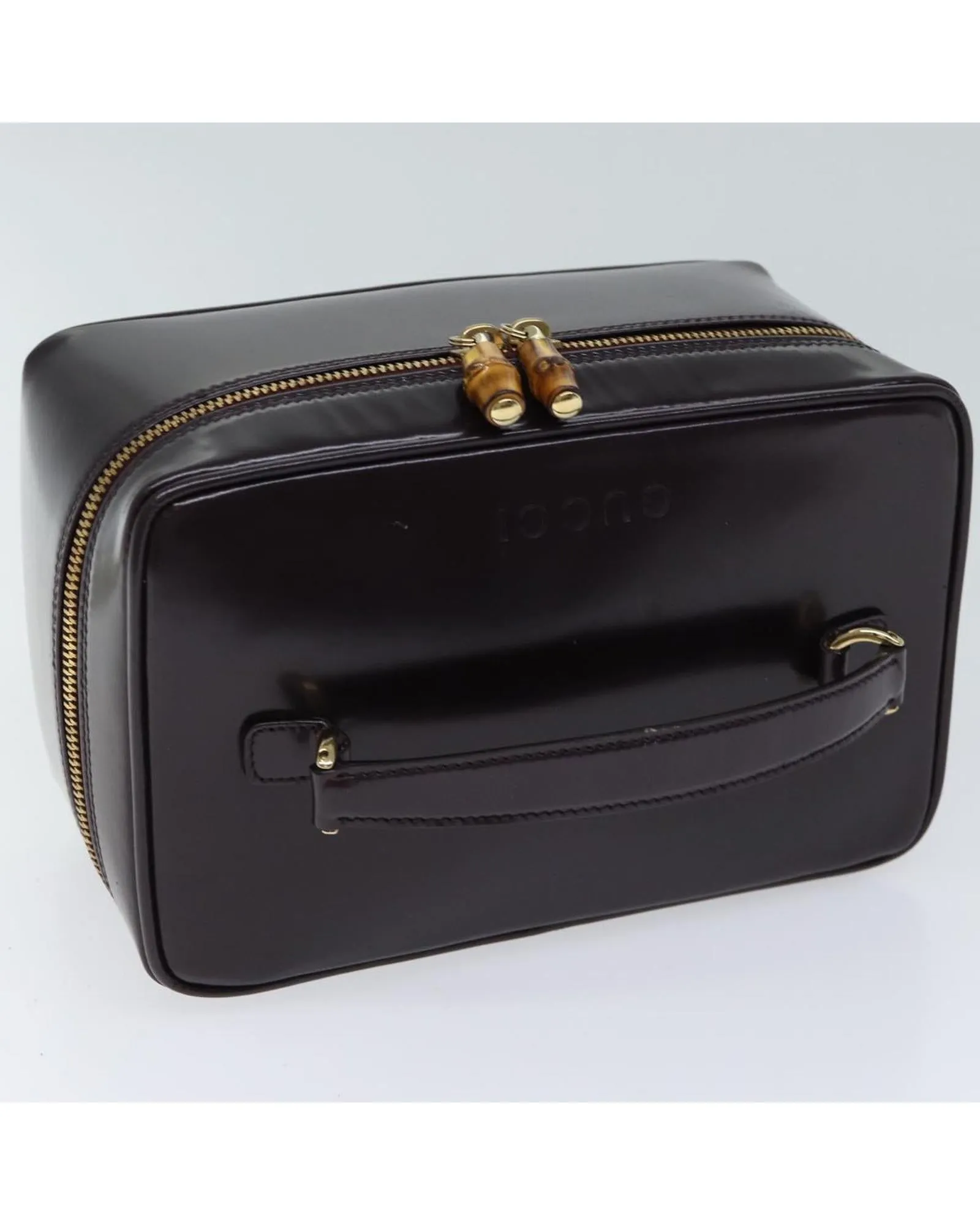 Patent Leather Cosmetic Pouch in Bordeaux by Italian Designer