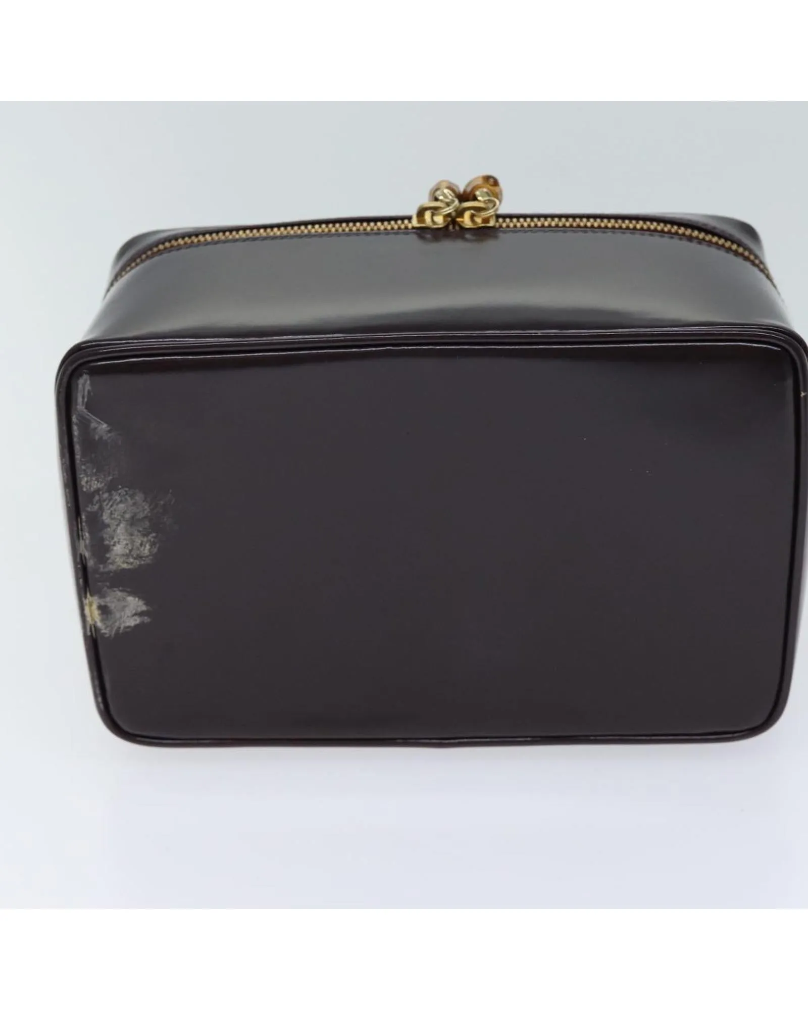 Patent Leather Cosmetic Pouch in Bordeaux by Italian Designer