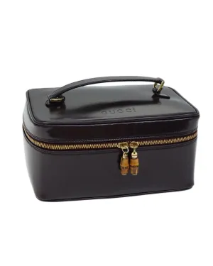 Patent Leather Cosmetic Pouch in Bordeaux by Italian Designer