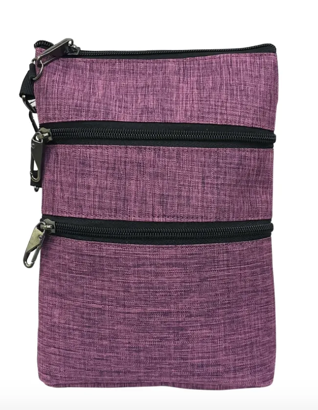 Plum Anti-theft 3 Zipper Crossbody