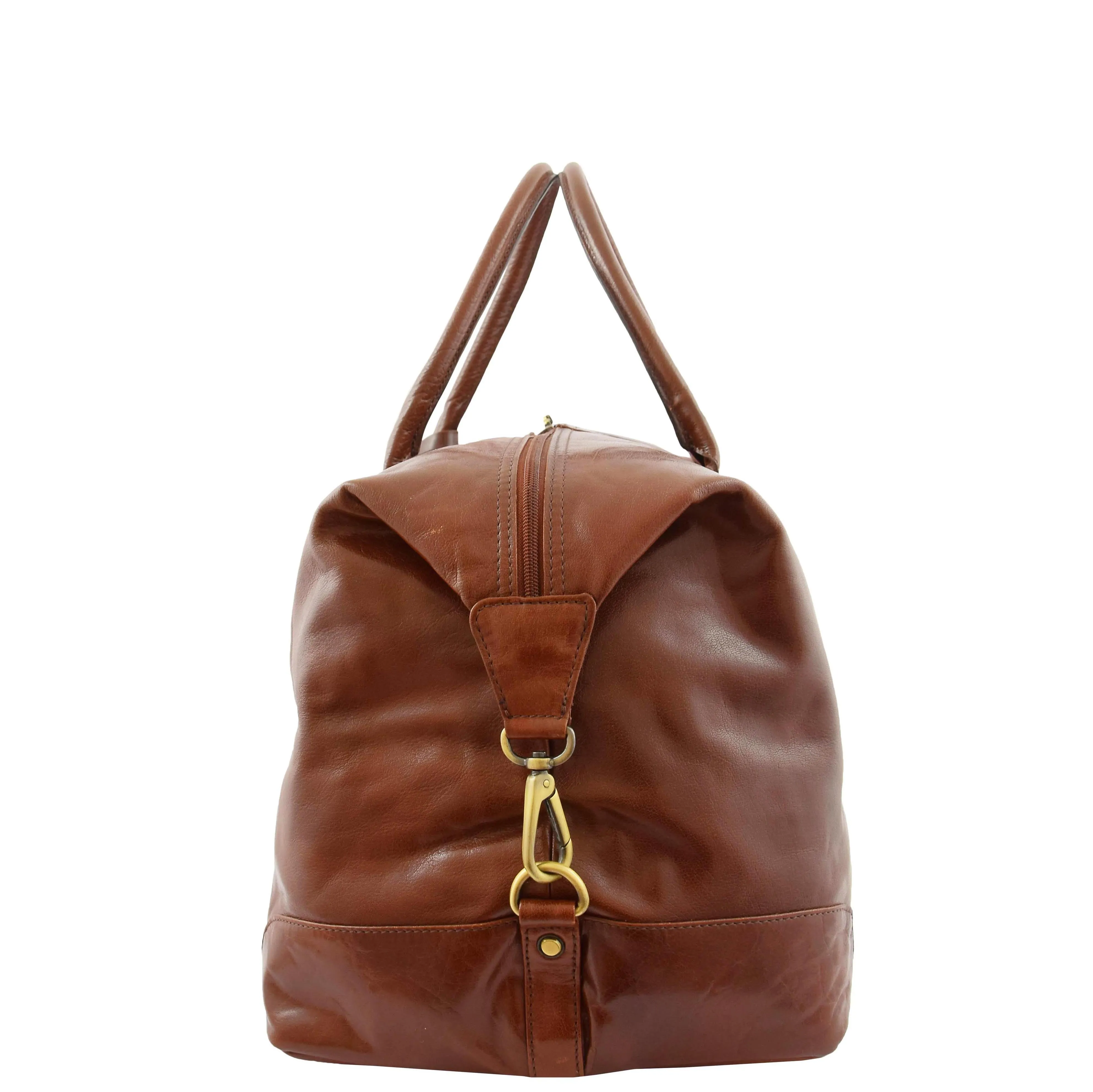 Prestigious Cognac Veg Tan Leather Holdall Travel Duffle Weekend Bag Voyage