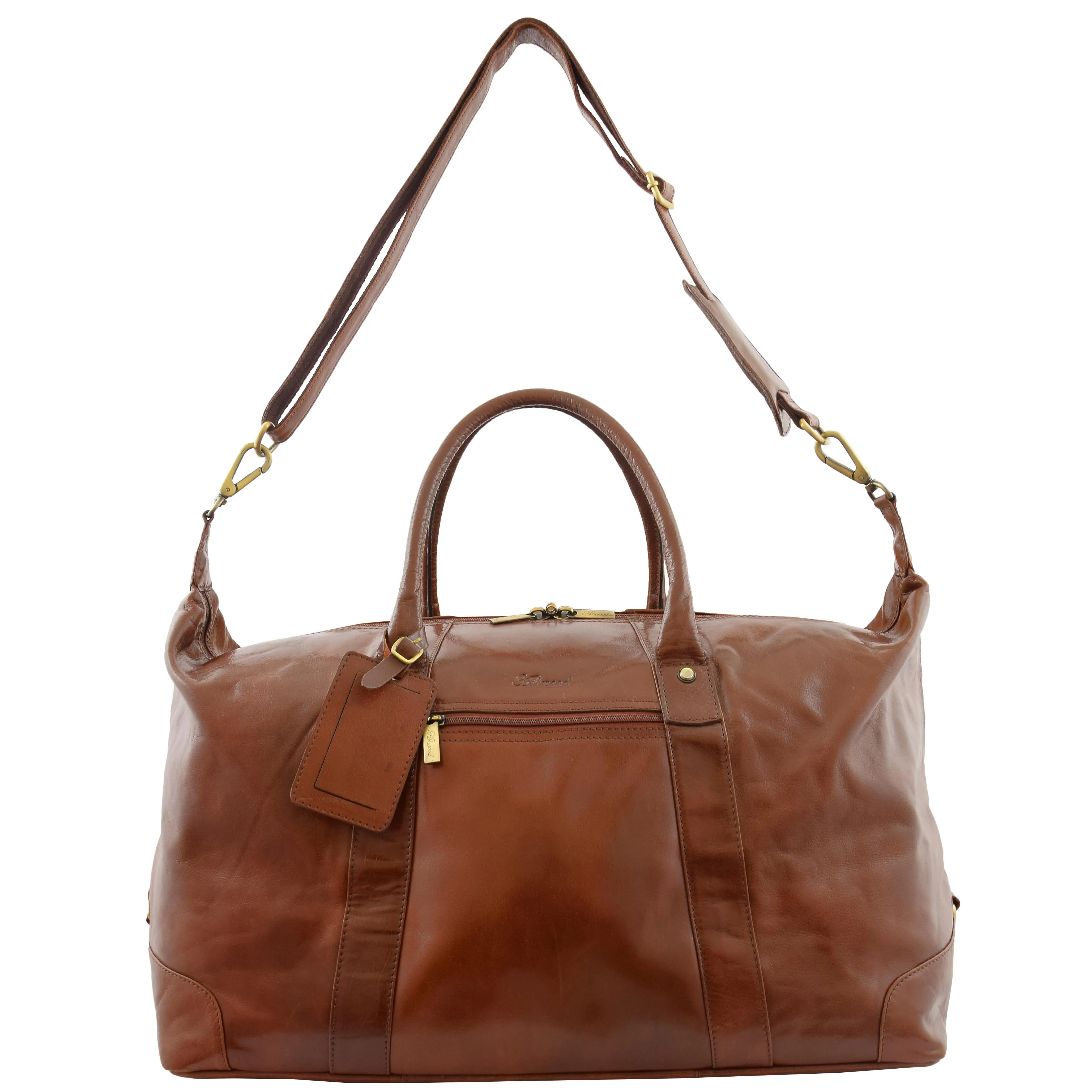 Prestigious Cognac Veg Tan Leather Holdall Travel Duffle Weekend Bag Voyage