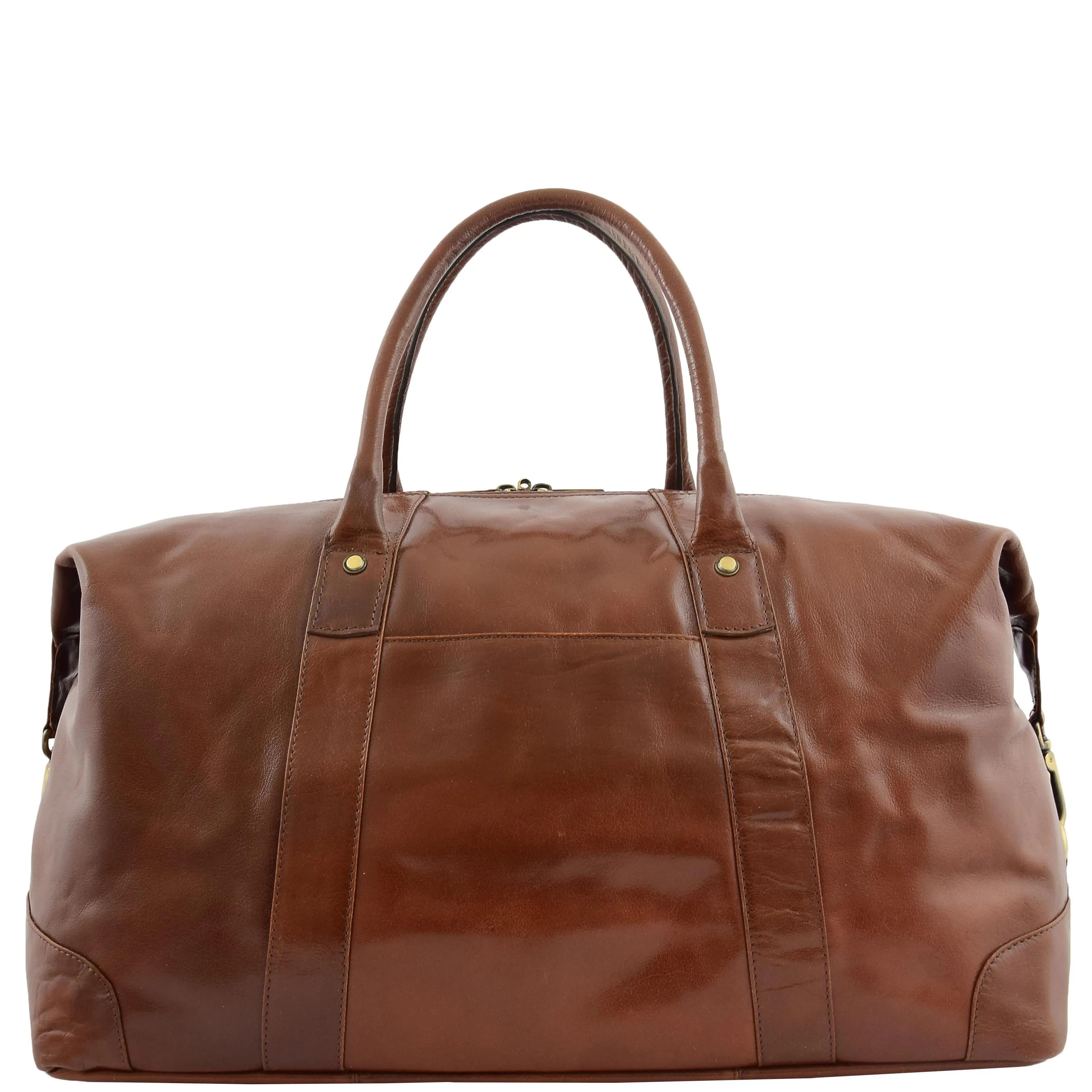 Prestigious Cognac Veg Tan Leather Holdall Travel Duffle Weekend Bag Voyage