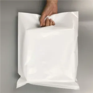 SES.CO 12"x15" White Plastic Merchandise Bags Extra Thick Medium Die Cut Shopping Package,100ct