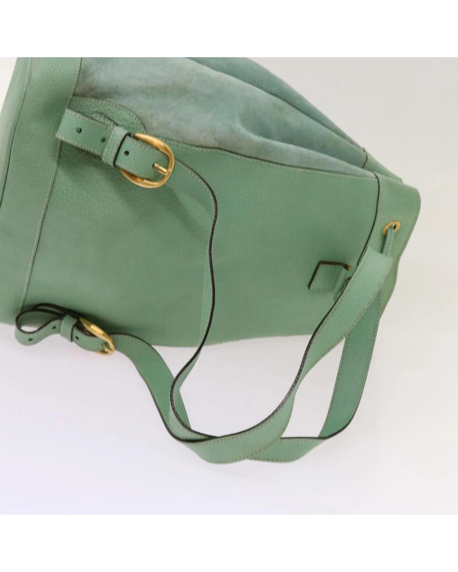 Suede Leather Light Blue Backpack