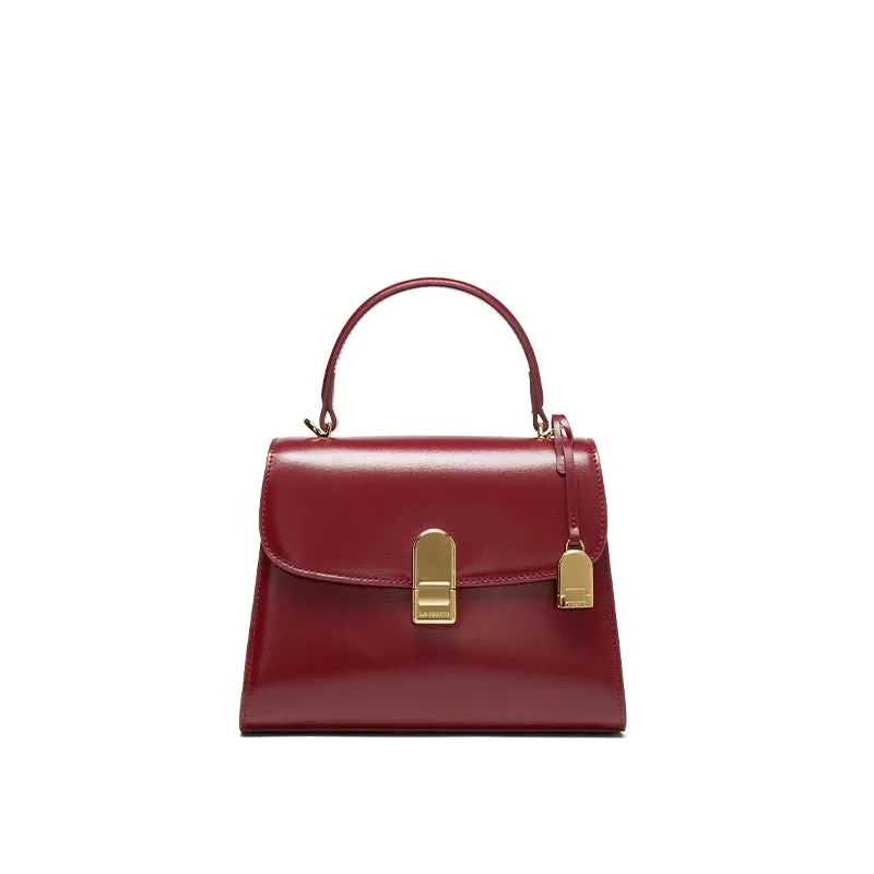 Synthetic Leather Golden Buckle Shoulder Versatile Totes Bag