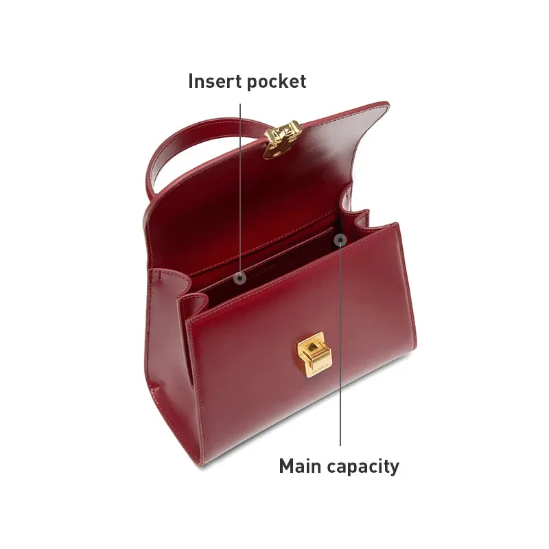 Synthetic Leather Golden Buckle Shoulder Versatile Totes Bag