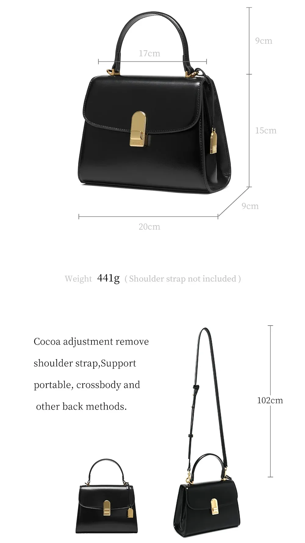 Synthetic Leather Golden Buckle Shoulder Versatile Totes Bag