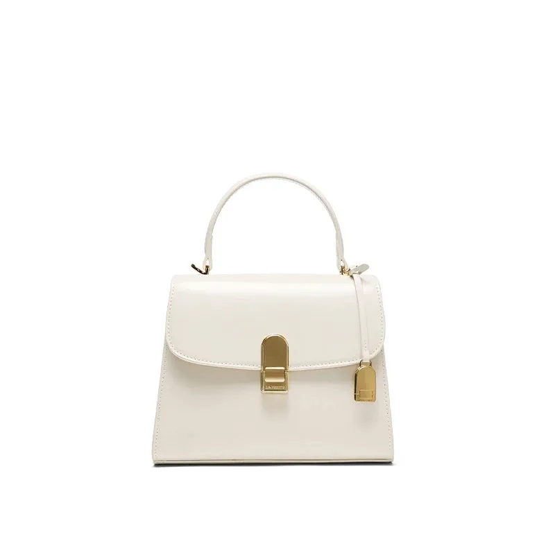 Synthetic Leather Golden Buckle Shoulder Versatile Totes Bag
