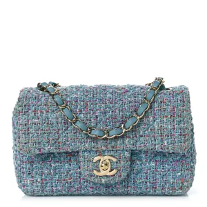Tweed Quilted Mini Rectangular Flap Turquoise Purple White Red