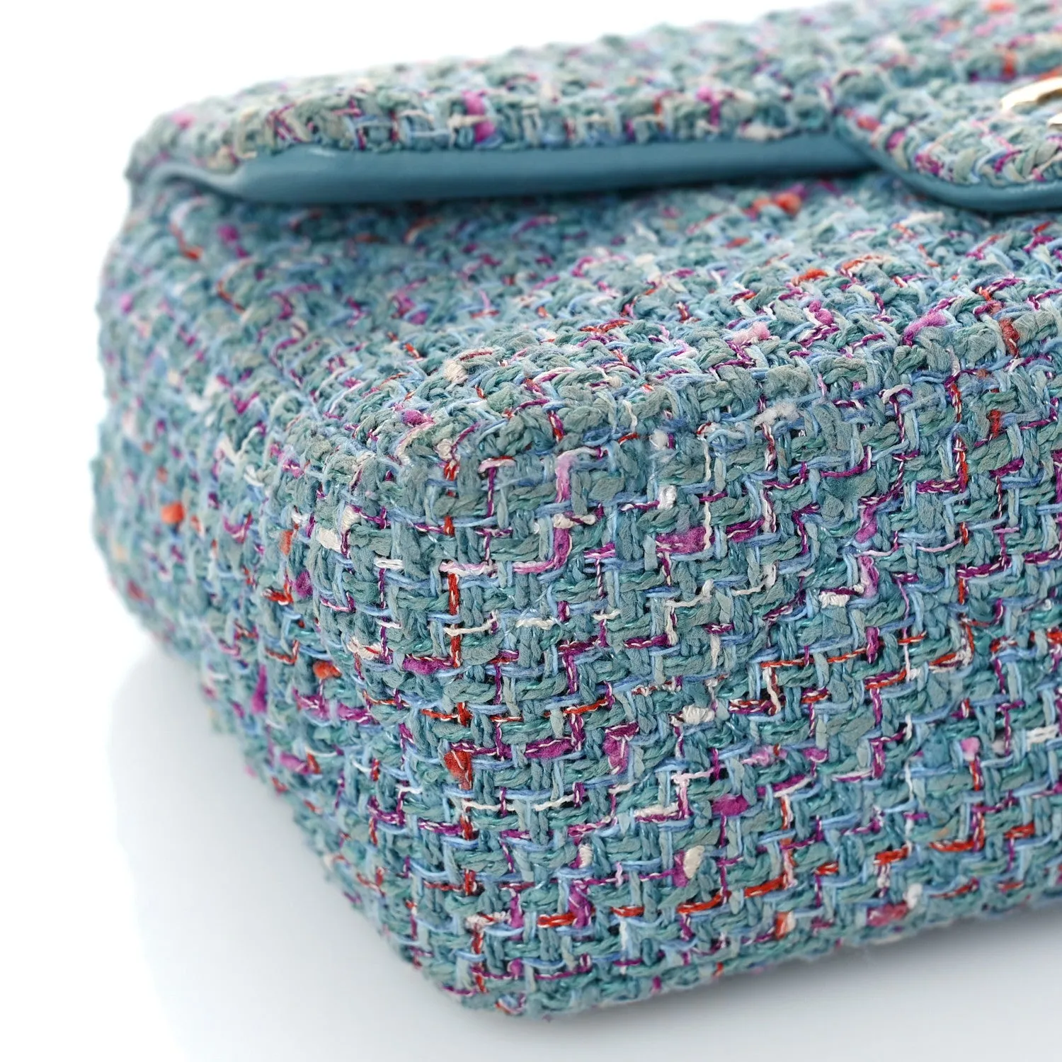 Tweed Quilted Mini Rectangular Flap Turquoise Purple White Red