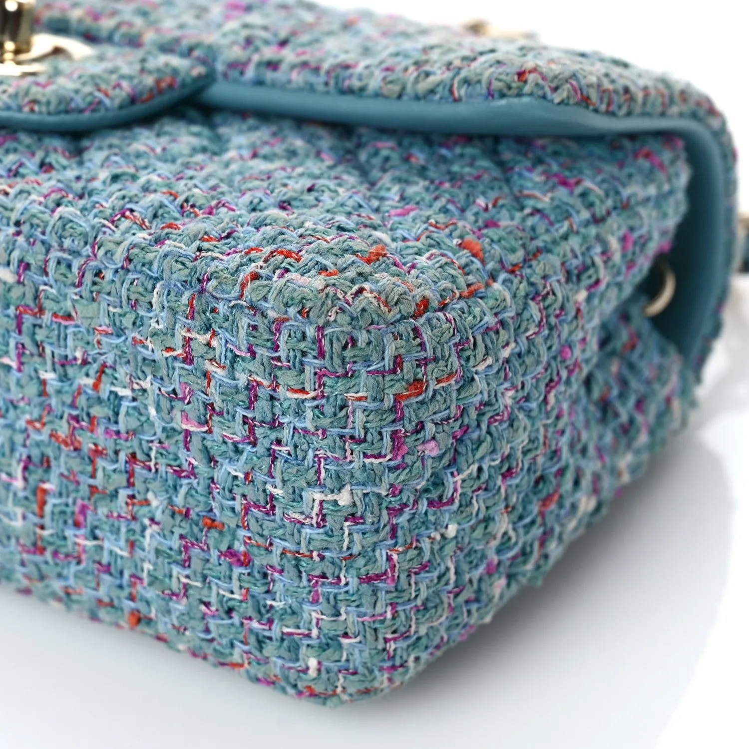 Tweed Quilted Mini Rectangular Flap Turquoise Purple White Red
