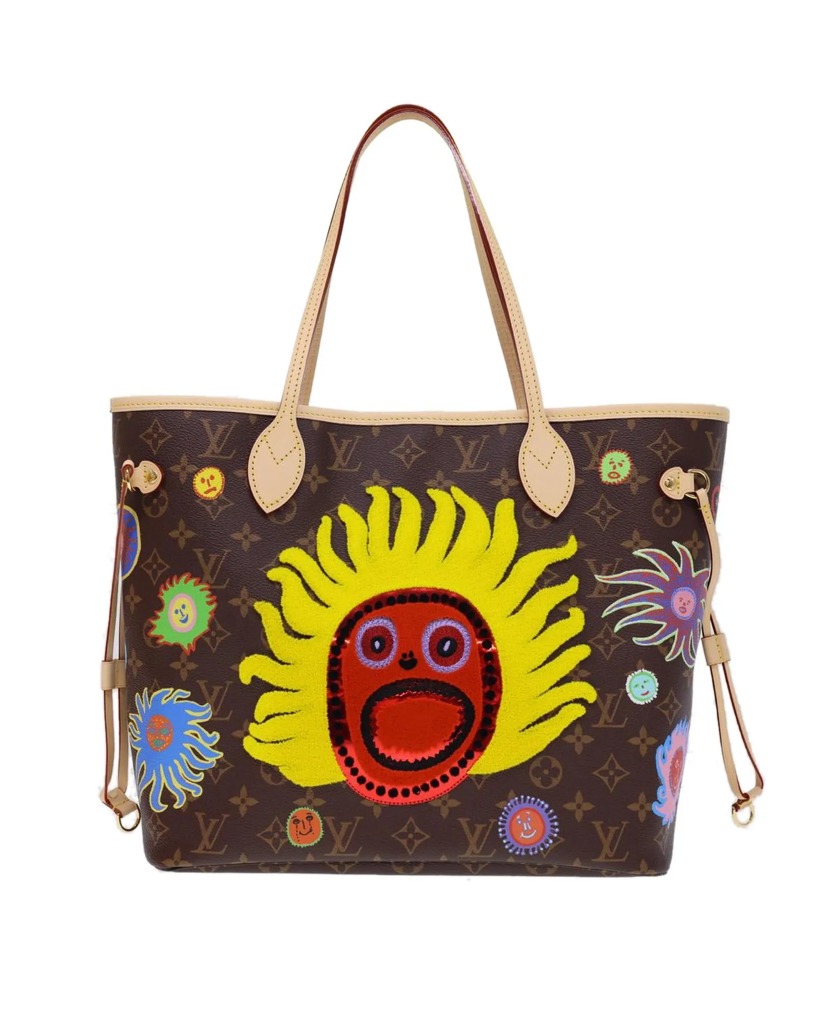 Yayoi Kusama Neverfull MM Tote Bag M46447 LV Auth