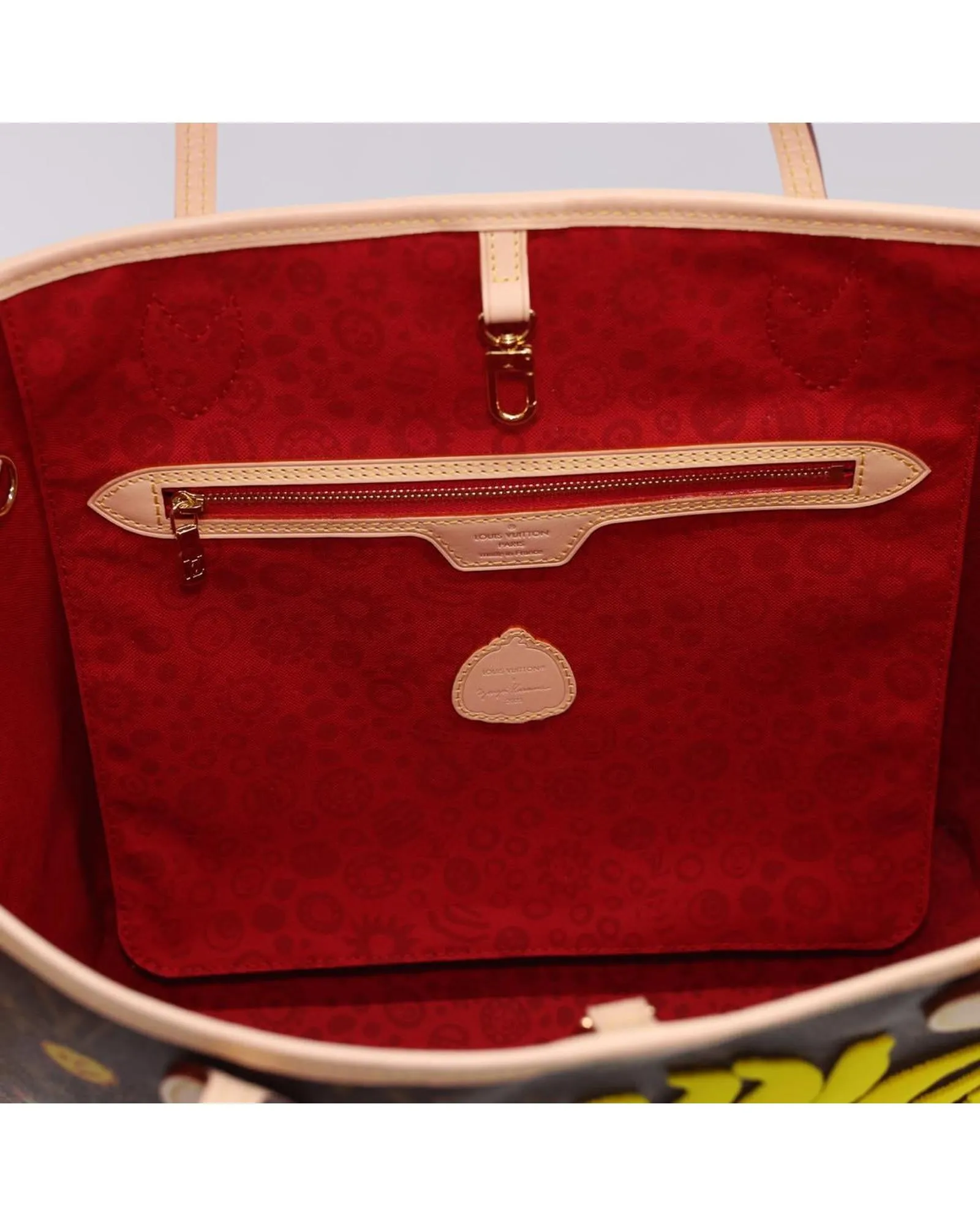 Yayoi Kusama Neverfull MM Tote Bag M46447 LV Auth